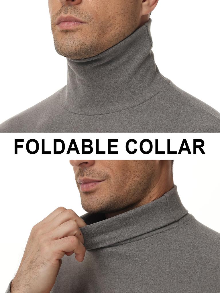 Turtleneck for Autumn and Warm [Hyzhwl] Men's Long-Sleeve T-Shirt, Thick, Warm, Insulated, Winter, Plain,
