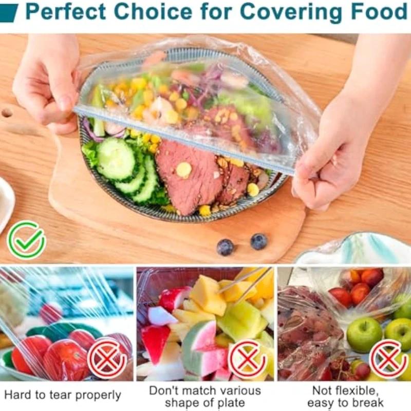 Elastic Food Freshness Packaging-Stretchable,Transparent Plate Cover,for Kitchen,Home,Restaurant,Picnic,Dustproof Reusable