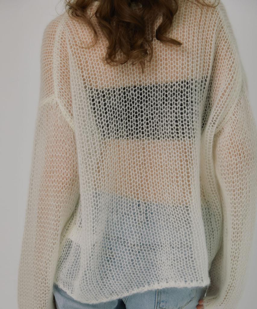 Mosyupamosyu Mesh Mohair Sweater [Ivory]