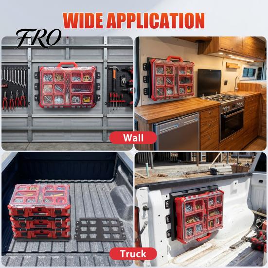 Mounting Plate for Packout Toolbox 2Pcs Plates Milwaukee 48-22-8486, Metal Base Toolboxes, 100 Floor Mount Accessories Lbs Load Capacity, Compatible