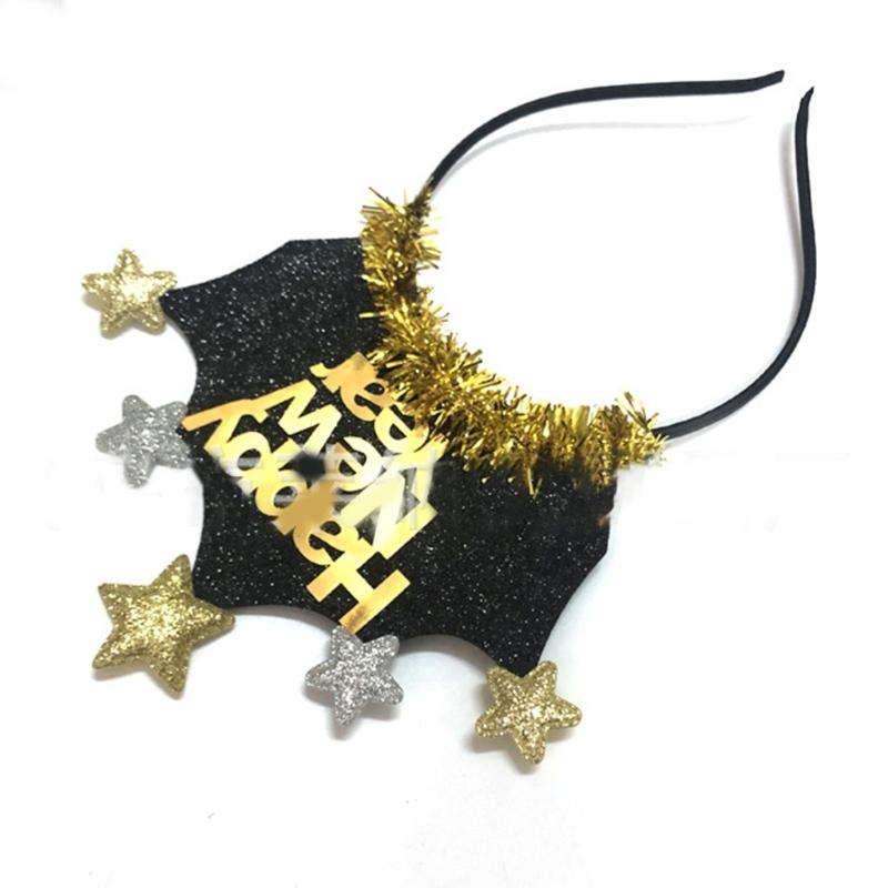 Star New Year Eve Sequins Headbands Crown 2023 Hair Hoop Fluffy Cute Hair Accessories Party Costume Photo Props