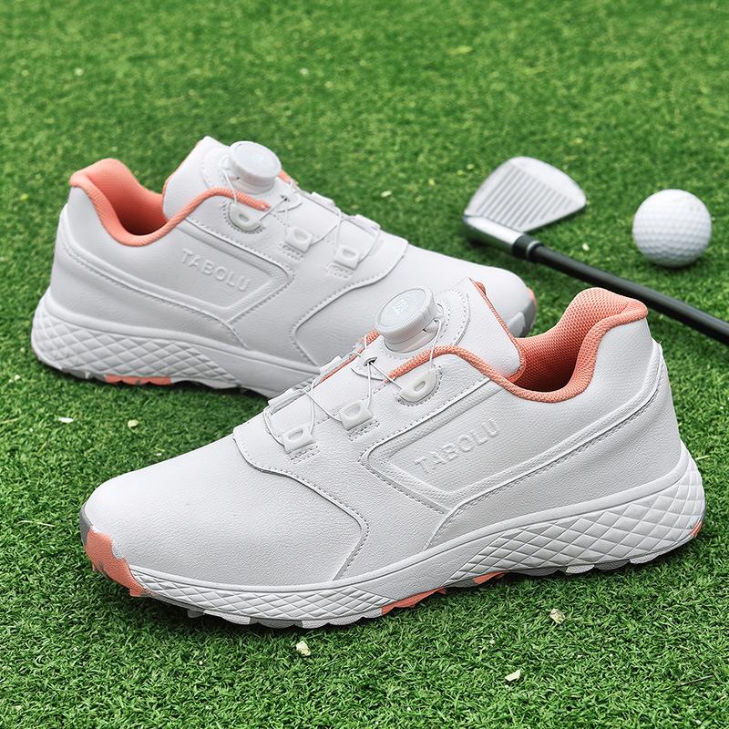 Golf Shoes Men and Women Couple Comfortable Waterproof Automatic Knob Telescopic Shoelaces Non-slip Fixing Nails Outdoor Sneakers