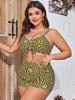 2025 New Plus Size Women's High-Waisted Three-Piece Split Bikini Swimwear
