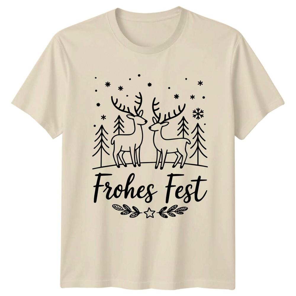 Frohes Fest Christmas Deer Holidays Unisexs TShirt Unisexs Tee Graphic Unisex Top