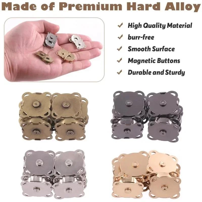 1/10Sets Magnetic Snap Button Metal Invisible Sew on Button Lock Clasps Fasteners for Purse Bags Clothes Craft DIY Accessories