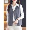 Women's Vest Autumn and Winter New V-neck Cardigan Sleeveless Solid Color Sweater Vest Loose Knitted Vest Mother's