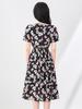 Nanyou Tencel Linen Tie Waist Mid-Length Summer Dress - Elegant Women's Short Sleeve for Vacation