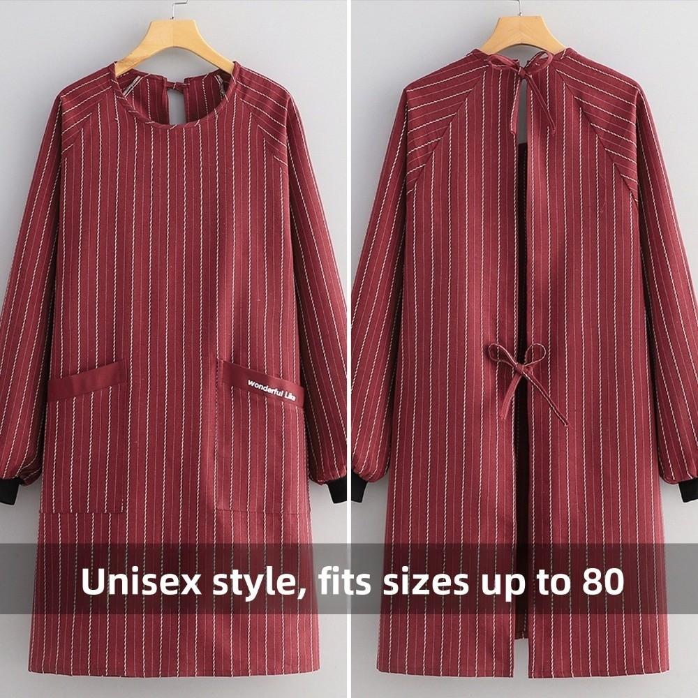 Stain Resistant Long Sleeve Apron Polyester Cotton Working Clothes Kitchen Cover Up  Kitchen Use