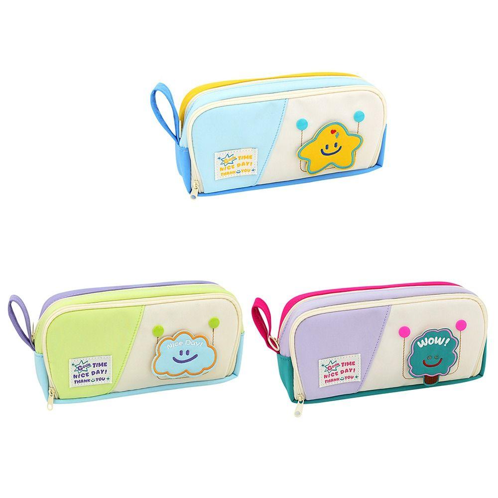 Handheld Pen Bag Contrast Color Stationery Bag Stationery Storing Bag  School Office