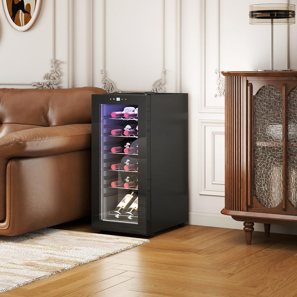 18-Bottle Narrow Wine Fridge, with Lights - Black