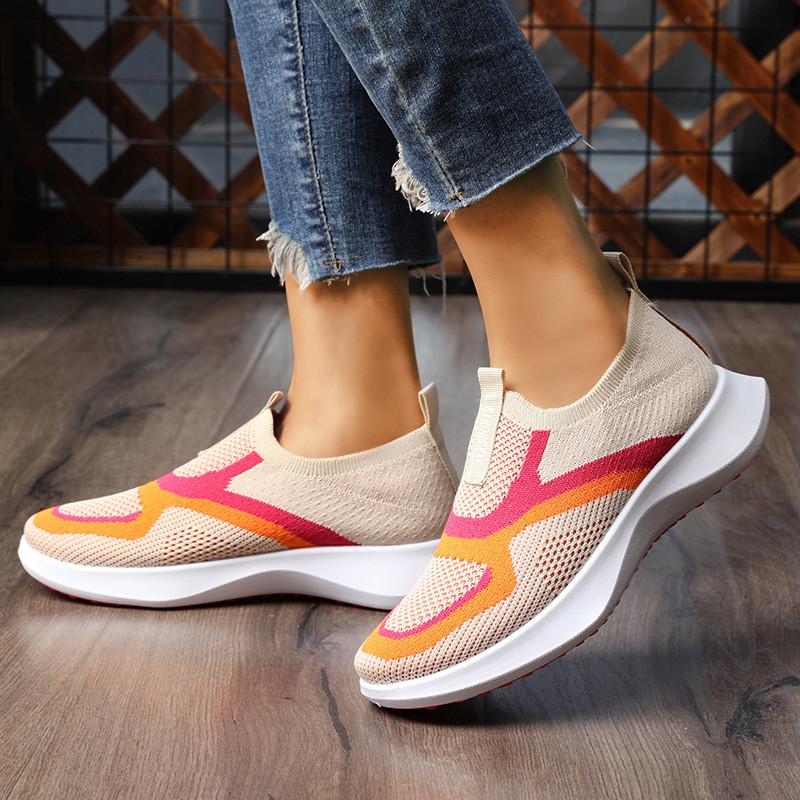 Womens Breathable Slipon Canvas Shoes With Colorful Patchwork For Casual Summer Wear