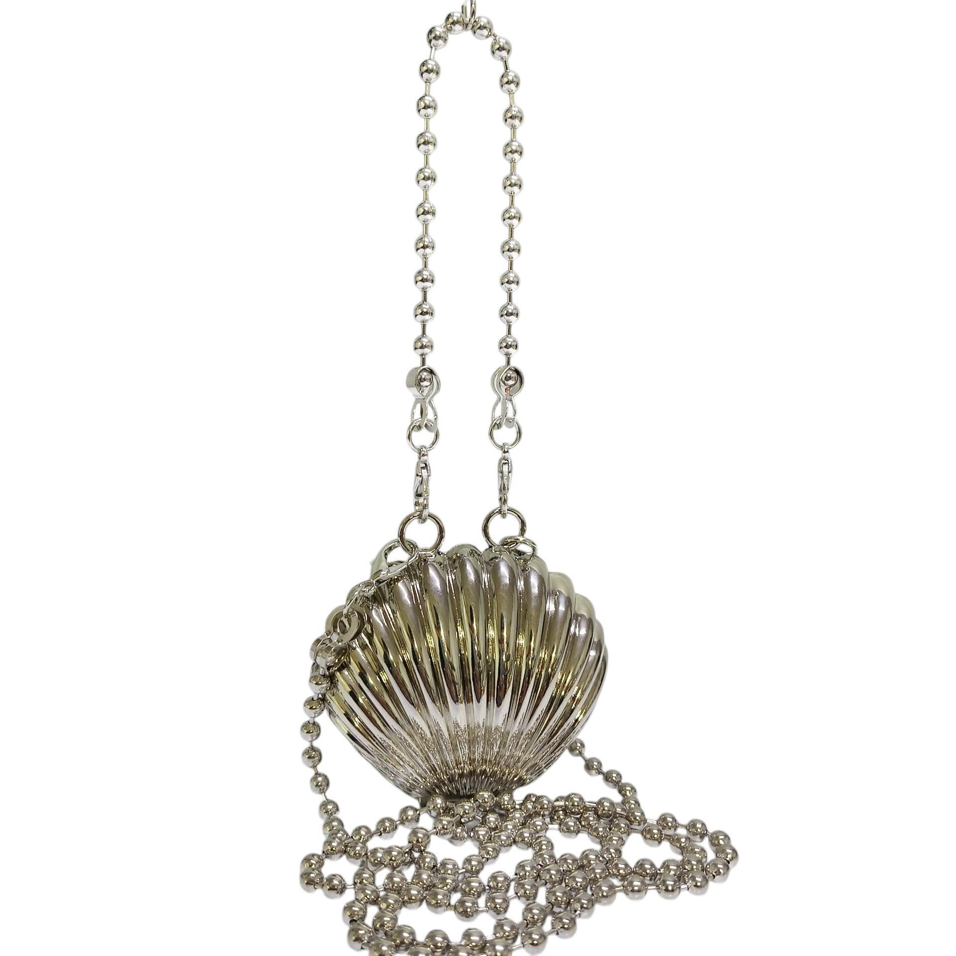 

Сумки для помады для женщин, модная жемчужная мини-сумочка, сумка через плечо, золотая сумка-ракушка, дизайнерская сумка через плечо, мини-сумка для хранения помады серебряный