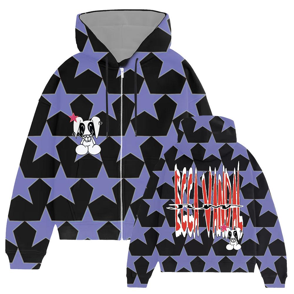 

STAR BUNNY ZIP HOODIE ECCA VANDAL Design Graphic Sweatshirt Long Sleeve Fleece Hooded Pullover 3D Print Merch Men Women Clothes XXXL