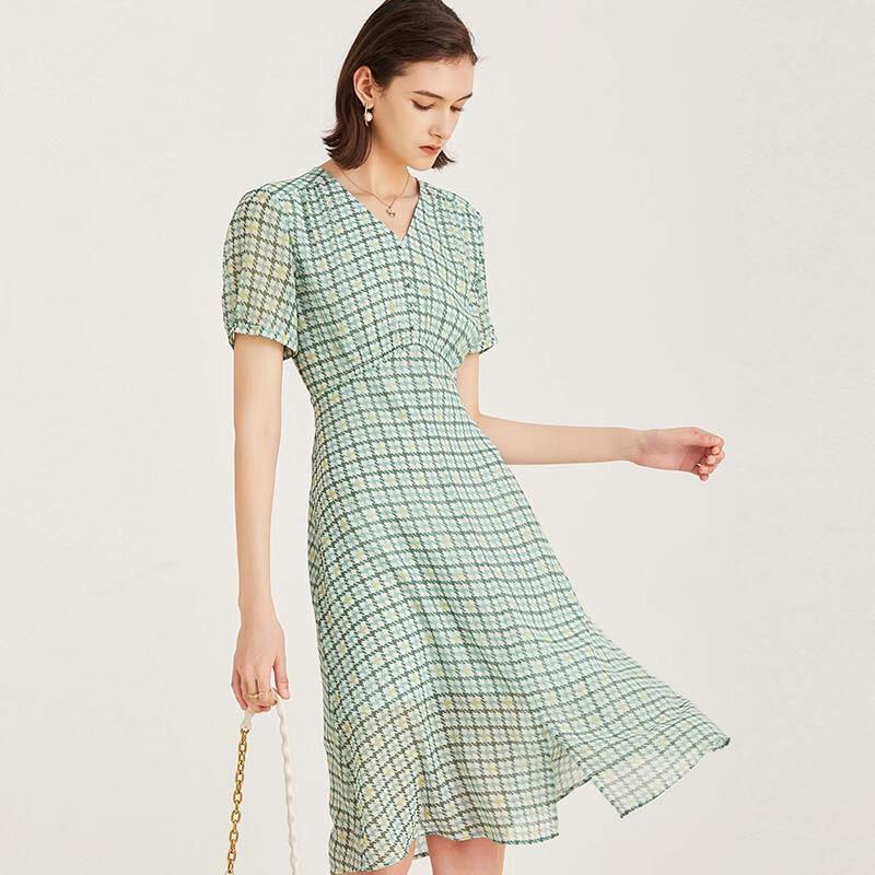 

JESSIE Women s Houndstooth Short Sleeve A-Line Midi Dress XL