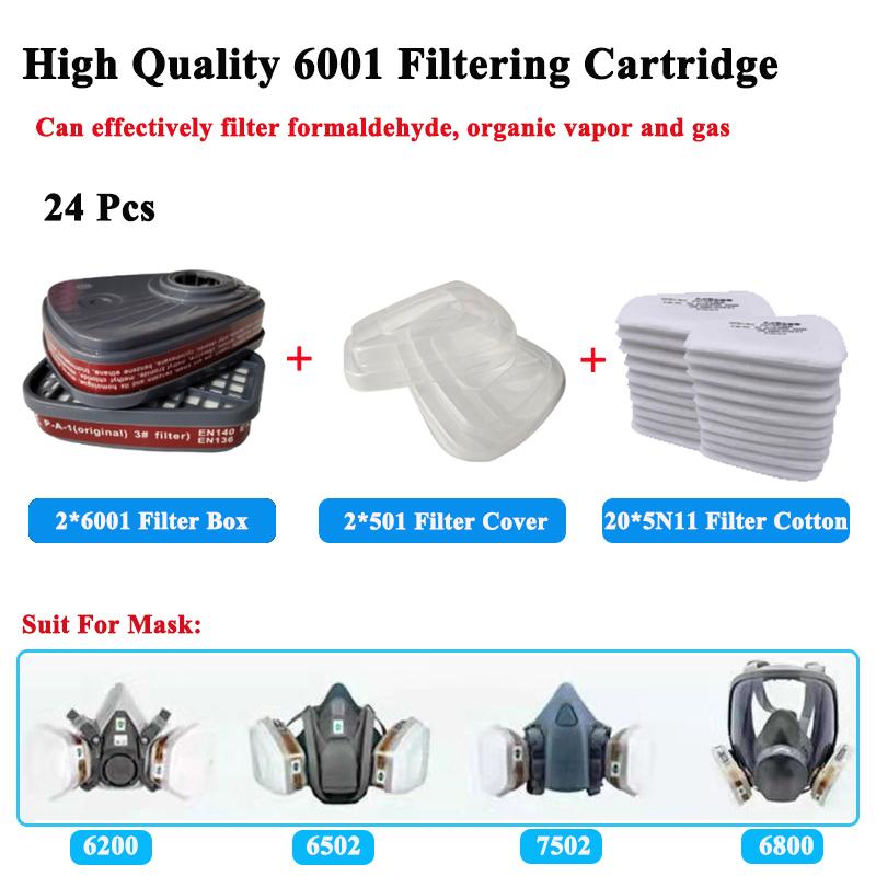 6001 Cartridge Box 5N11 Cotton Filters Set For 3m 6200/6502/7502/6800 Dust Gas Masks Chemical Painting Spraying Respirator