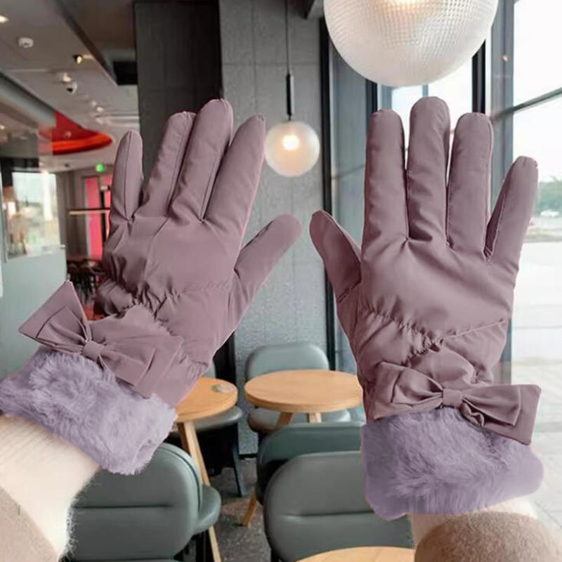 Winter Women's Gloves with Down Cotton for Cold Weather Keep Warm Windproof Touchscreen Fashion Soft Female Mittens for Outdoors