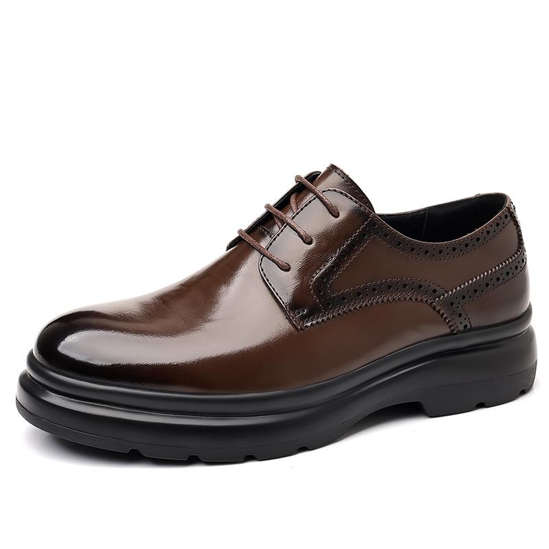 Fashion Men's Leather Oxford Shoes Classic Lace-Up Formal Dress Shoes Business Casual Male Dress Shoes New Slip-Resistant Sole Flats
