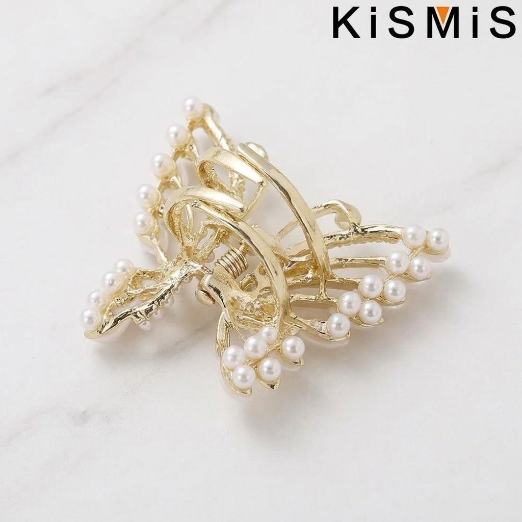 

Women Girls Fashion Solid Color Pearl Butterfly Hair Claw Clamps Sweet Metal Hairpin Hair Accessories золотой