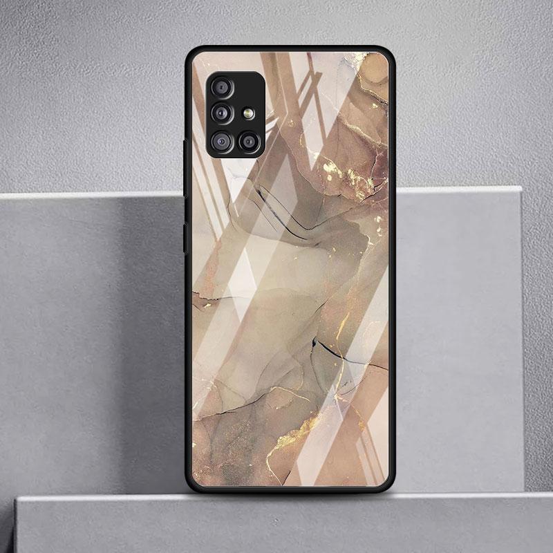 Marmor Mønster 3 Glass Deksel For Samsung Galaxy A52 A71 A50 A51 A70 A21s A31 A72 A10 A12 A30 A22 5G Telefondeksel