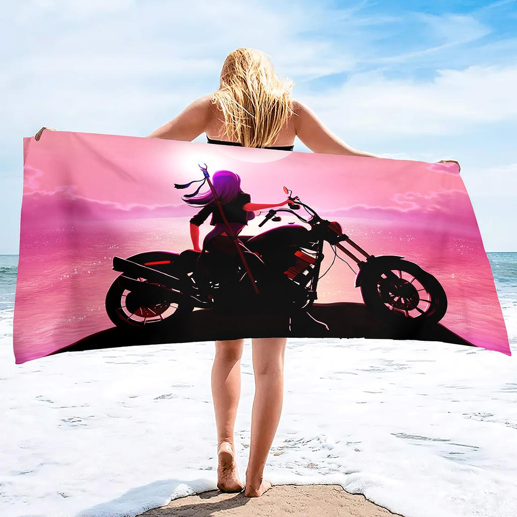 Quick Dry Beach Towels Motorcycle Vehicle Sand Free Ultra Cozy and Bath Towels Water Absorbent Oversize Beach Towel for Boys Men