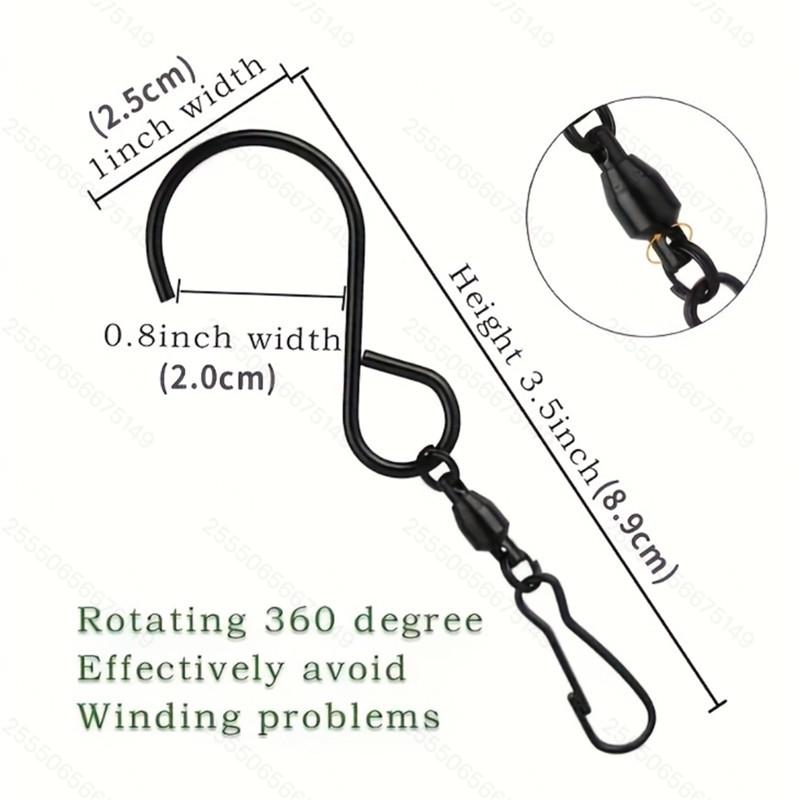 360° Rotating Stainless Steel S-Shaped Hook for Wind Chimes