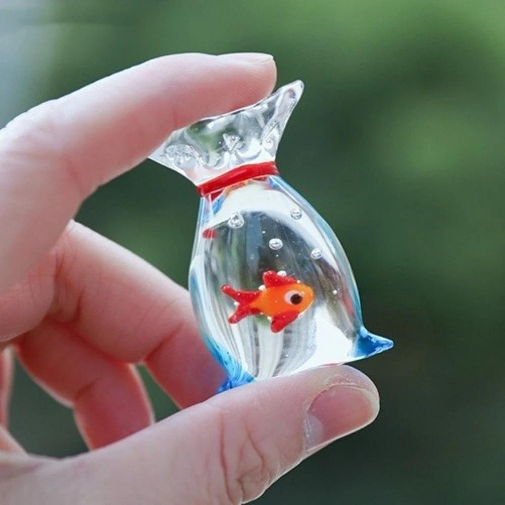 Transparent Mini Pocket Fish Ornaments Simulation Cartoon Glass Pocket Fish Figurine Handcrafted Decorative Pocket Fish Statue