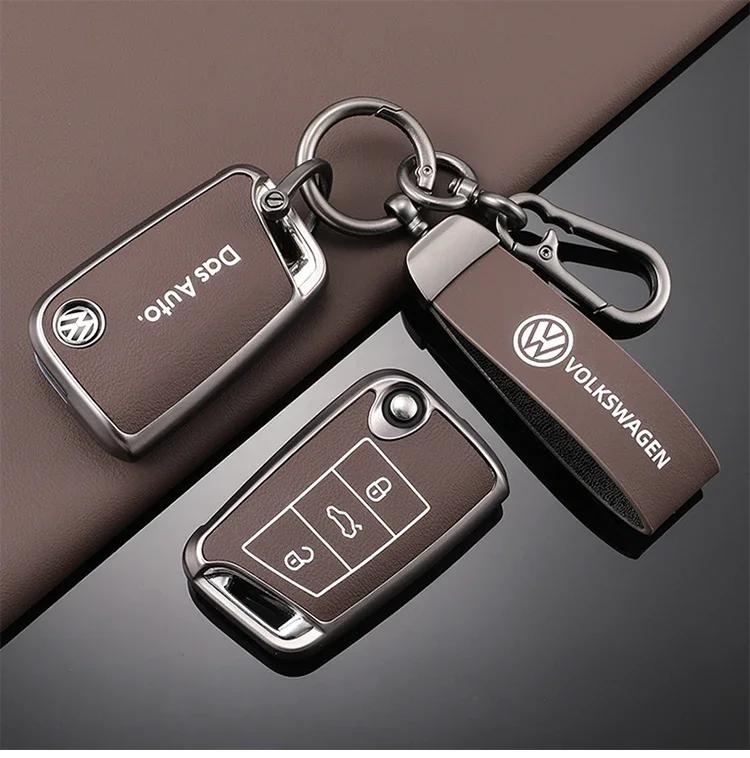 For VOLKSWAGEN VW TPU Leather Car Remote Key Case Fob Cover Holder Shell For VW Volkswagen Golf 7 MK7 Tiguan MK2 T-roc T-cross A