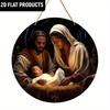 Wooden Classic Scene Wall Hanging Ornament - Holy Family Decorative Plaque, for Door, Wall, Home, Room, Farmhouse, Street, Shop, Garage, Bar, Garden