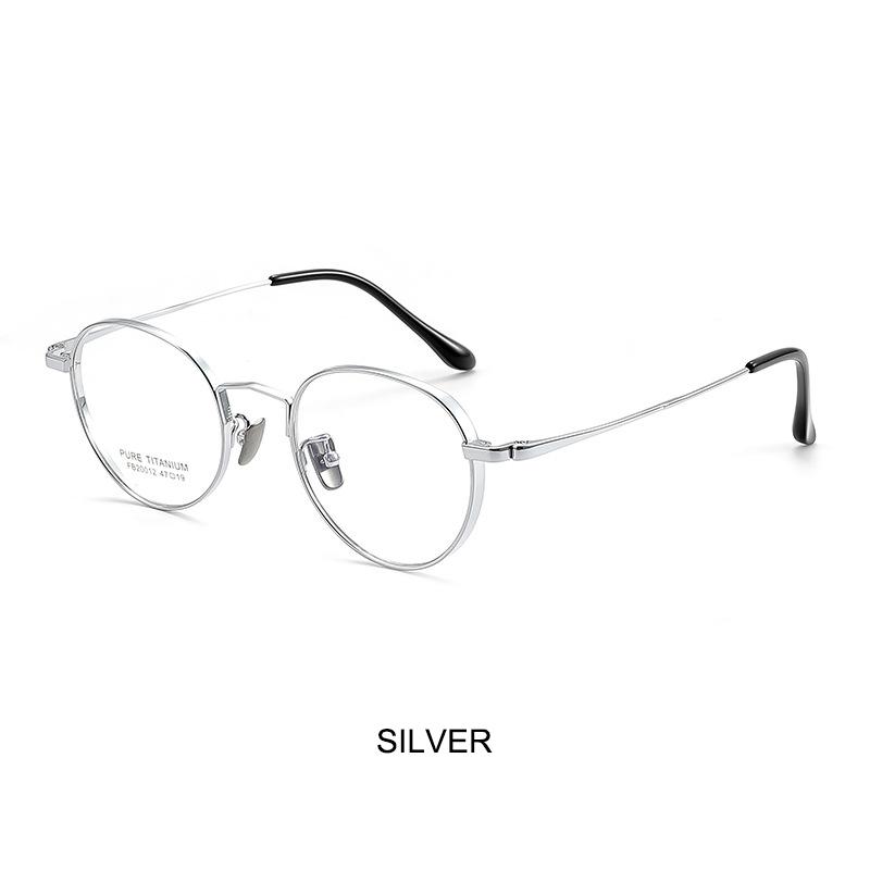 

Retro-Chic Pure Titanium Wide-Rim Round Frame Eyeglass Frames 47mm Small-Frame Eyeglasses 8.7g Ultra-Light Luxury Women Eyewear серебряный