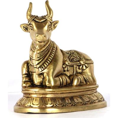 Brass Nandi Statue | Height-11 Cm Aprrox | Vastu Idol for Home and Office | Zonal Placement-SW | Nandi Idol