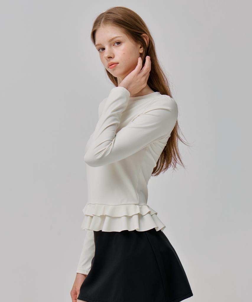 VIKINI VENDER Frill Layered Rash Guard - Ivory