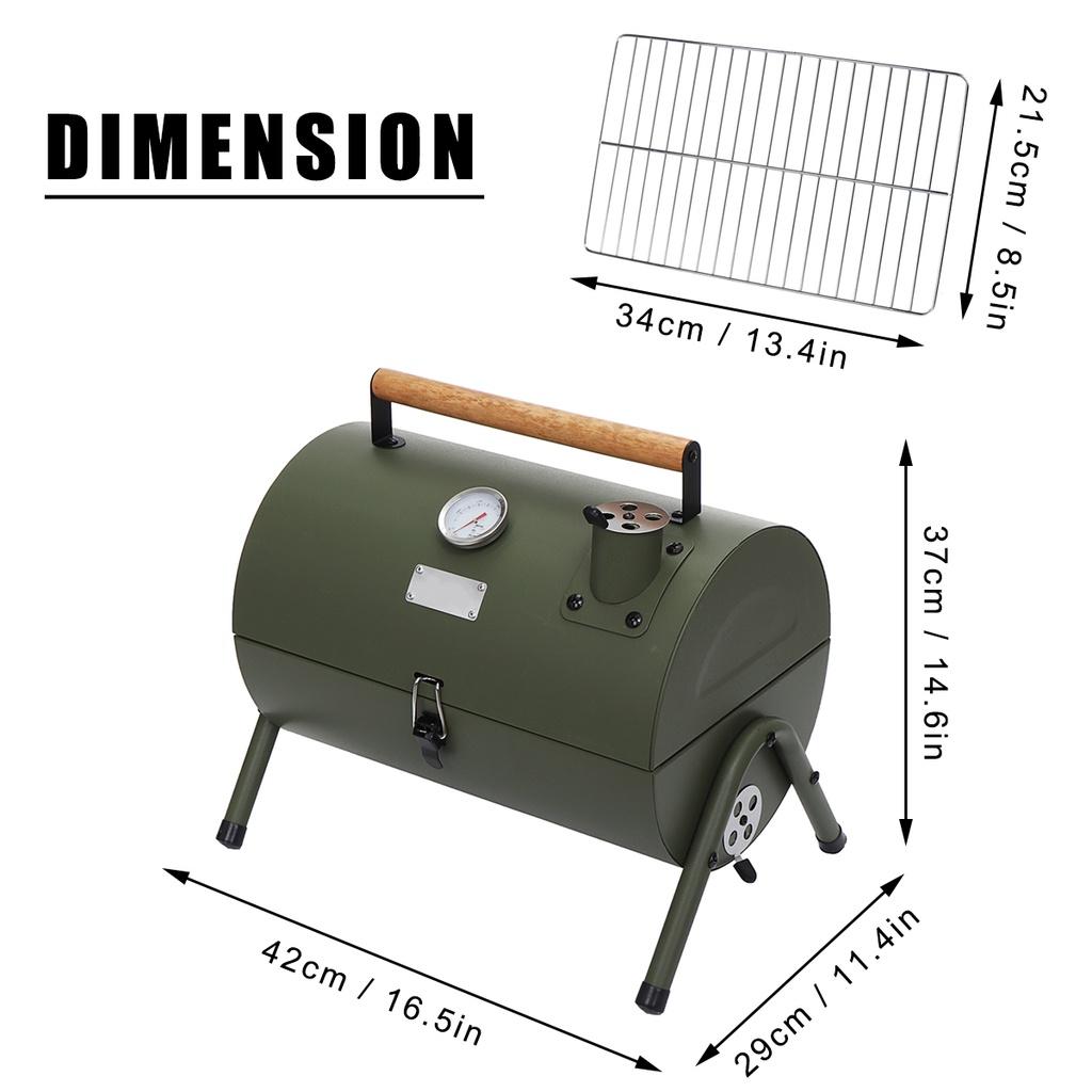 Red / Green Portable BBQ Grill Thickened Charcoal Barbecue Stove Pit Patio Yard Meat Cooker Set for Camping Picnic Outdoor