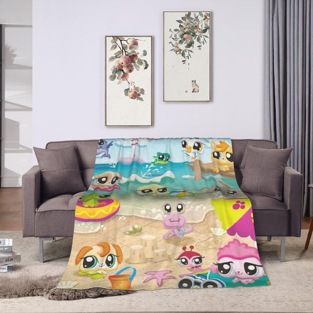 Littlest Pet Shop Blanket  Super Warm Comfortable Plush Throw Blanket For Child Couch Chair Sofa Bed Flannel Bedspread Bed Cover