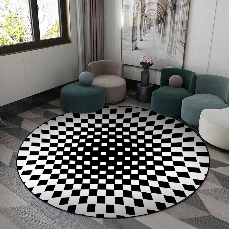 3D Vortex Optical Illusion Rugs Trap Area Carpet Anti-Slip Round Mats Large Carpets for Living Room Sofa Swirl Washable Carpet