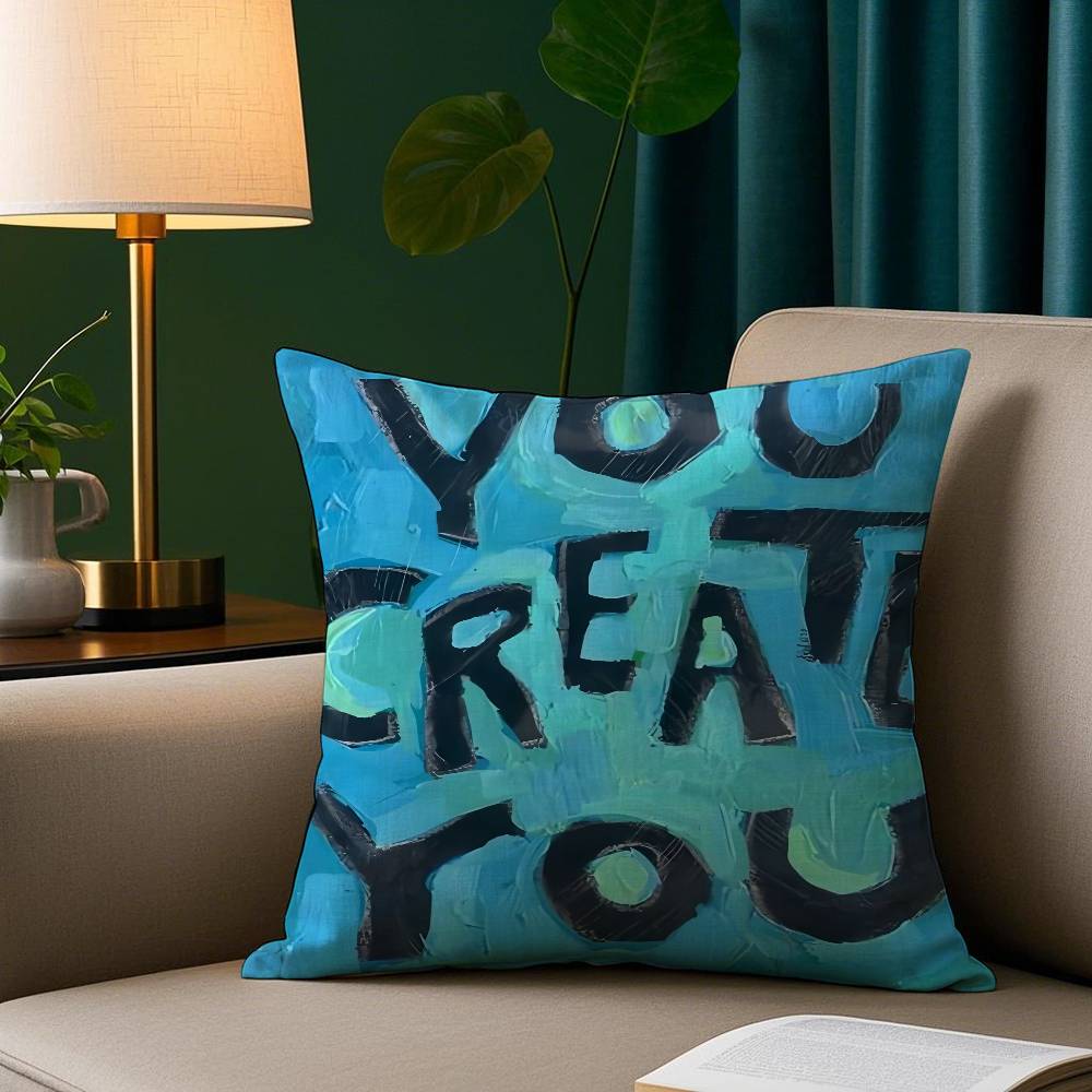 Fashion Colorful Letter Pillow Case Plush Fabric Soft Pillowcase Double Sided Print Sofa Cushion Cover Throw