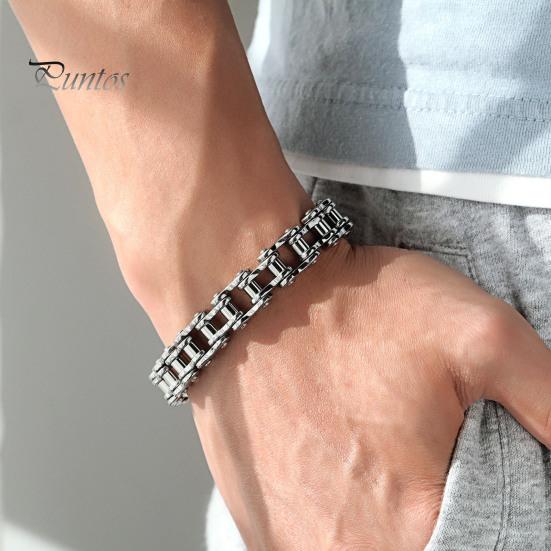 Unisex náramek design motocyklového řetězu nerezová ocel punk hip-hop styl lesklý hladký náramek na zápěstí pro různé příležitosti