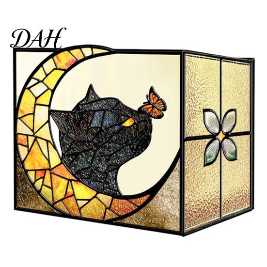 Desktop Pen Holder Stained Glass Style Holder, Unique Acrylic Organizer, 3D Plant Pot Embossed Relief Pattern Planter for Succulents And Office