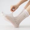Spring & Summer Breathable Mesh Mid-Calf Socks with Bow Lace Bubble Cuff