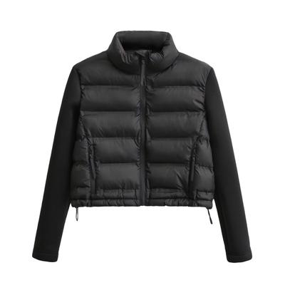Autumn and Winter Women's Clothing European and American Style Fashionable Versatile Splicing Short Cotton Jacket