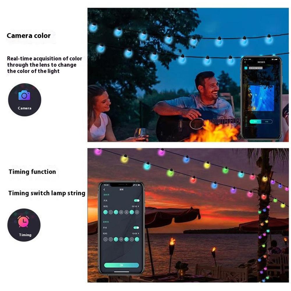 

JG-005 5m 25 Leds Smart Programmable String Light RGB Outdoor Patio Camping Ambiance Light A