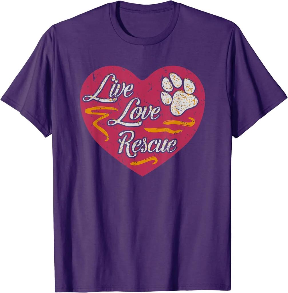 Live Love Rescue Dog Lover Adopt A Dog Adoption Gift Unisex TShirt New 100 Cotton Short Sleeve ONeck Tshirt Casual Mens Top
