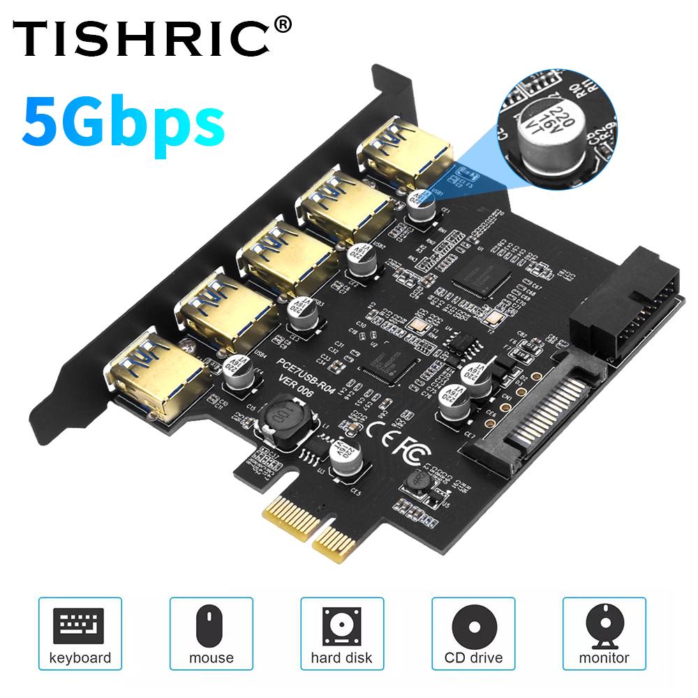 

TISHRIC Высокоскоростная передача, 5 портов USB3.2, 19-дюймовая карта расширения PCIE, дополнительная карта D720201, управление, совместимое с X4X8X16