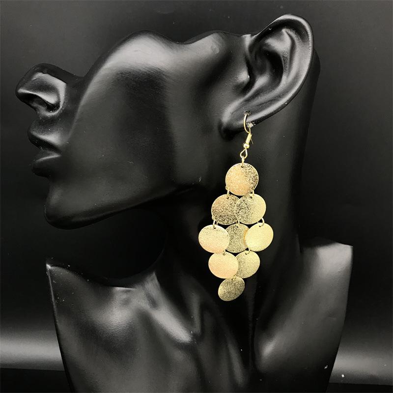 European Multi-Layer Electroplated Metal Round Earrings - Exaggerated Style