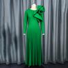 Elegant Women Long Dresses Autumn New Plus Size O Neck Ruffles Long Sleeve Pleated Party Dress