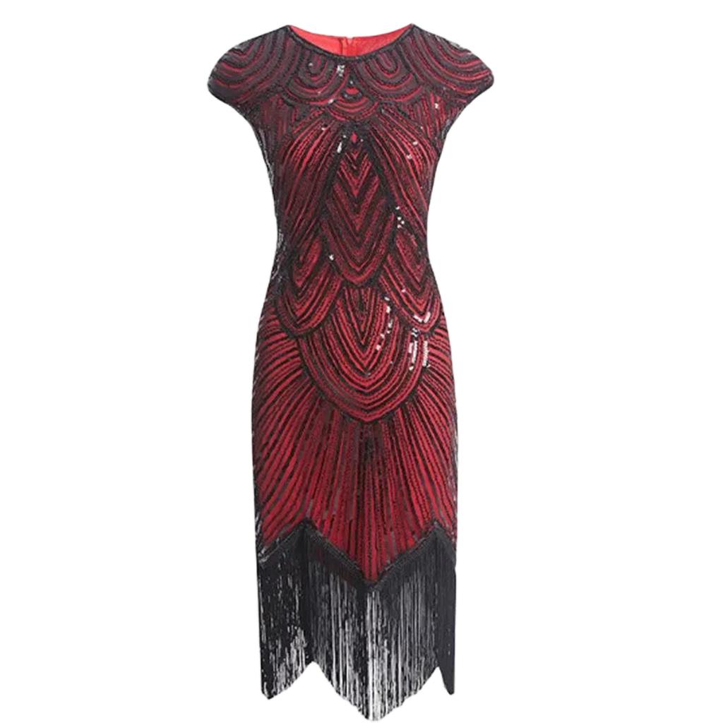 Elegant And Sexy Evening Dress With Tassels, Double,sided Sequins And Beads