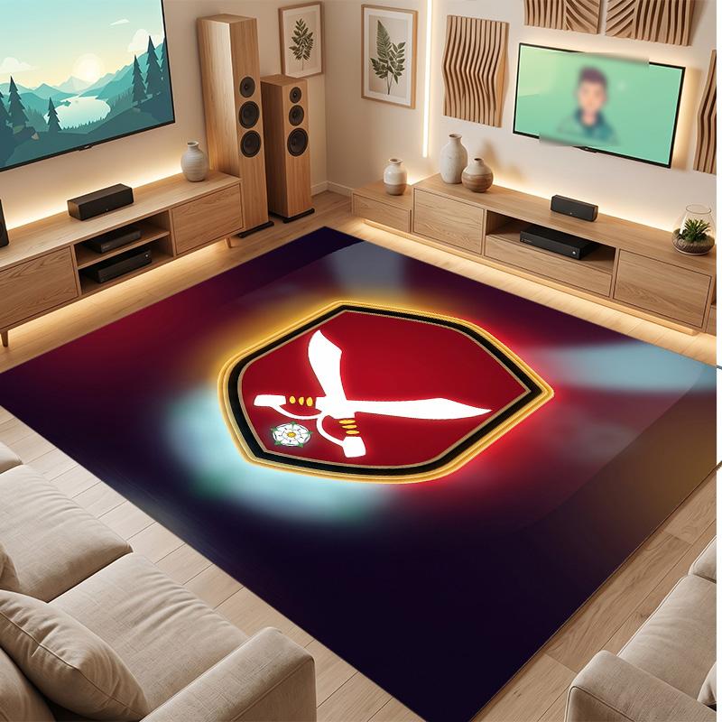 Sheffield United Football Print Crystal Velvet Rug, Comfortable Water Absorbent Non Slip Indoor Floor Carpet