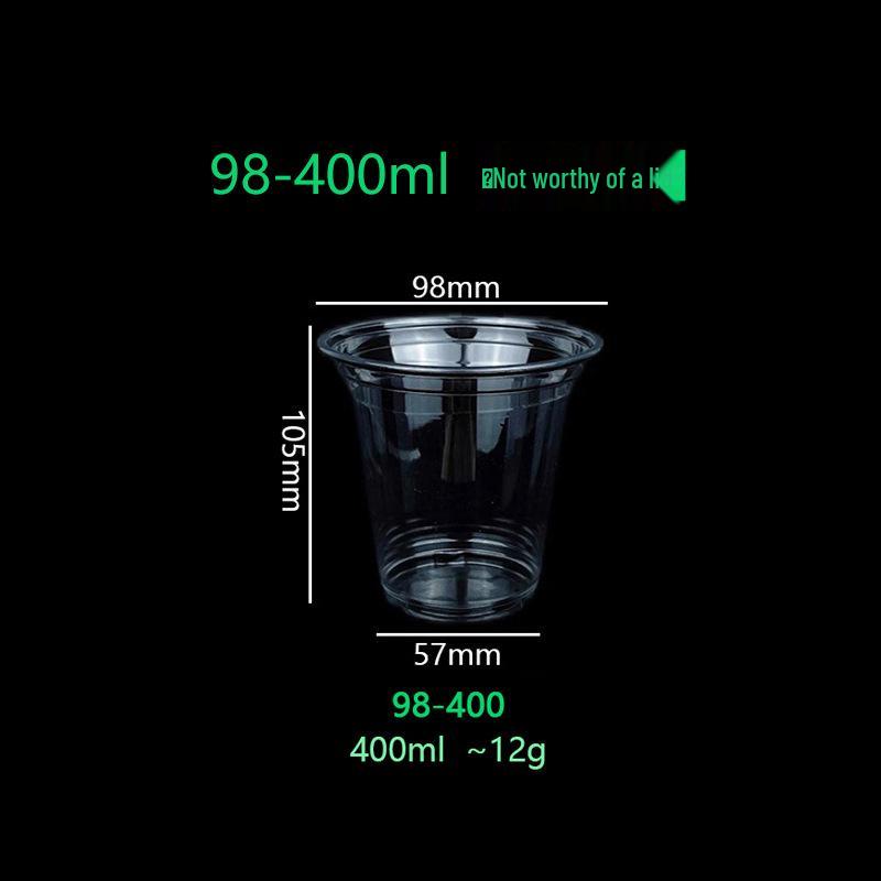 400ml PET Disposable Coffee Cup with Lid - 98 Caliber Transparent Plastic for Cold Drinks, Lattes, and Milk Tea 50 pcs