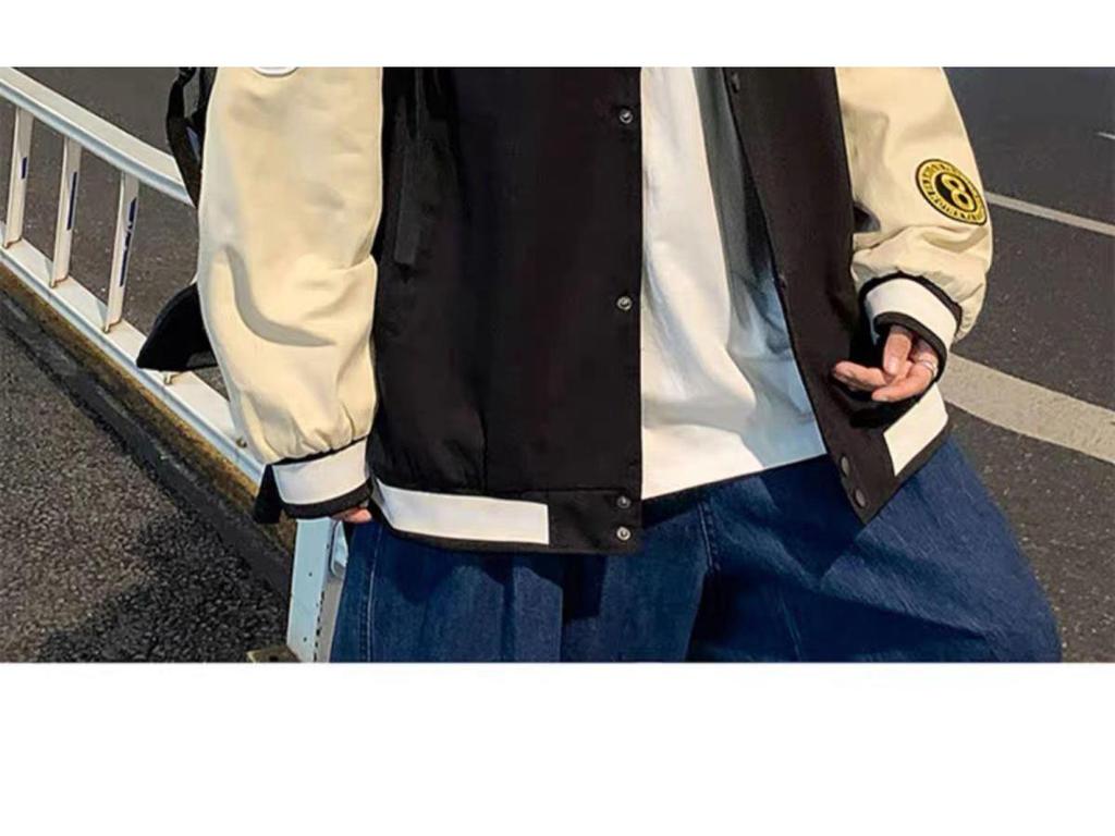 Men's Korean Style Trendy Baseball Jacket: Loose Fit, Versatile, Hong Kong-Inspired, Perfect for Spring and Autumn.