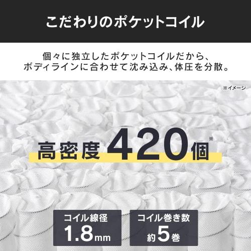 Iris Plaza 10-Layer Pocket Coil Mattress, Thin Type that Makes Your Room Look Larger, 14cm Thick, 420 High-Density Coils, 3D Mesh Fabric to Prevent St