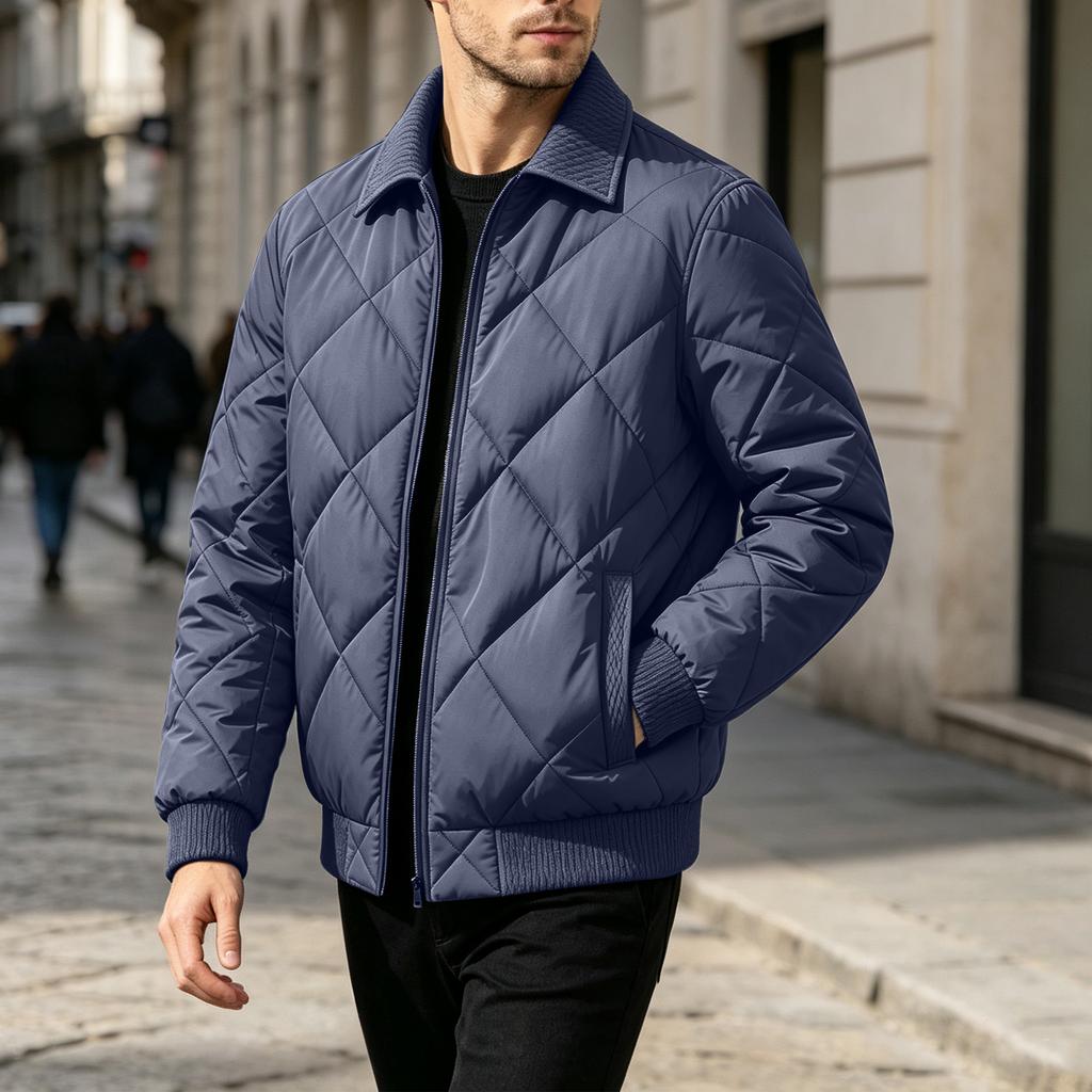 Men's Winter Loose Fit Jacket with Turn-Down Collar, Casual Outerwear for Everyday Wear